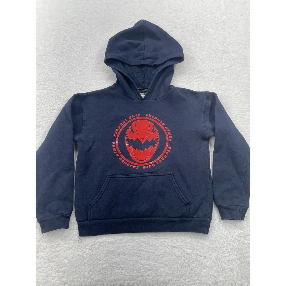 Vintage Youth Kids Sz 5 6 Power Ranger Blue Dino Thunder Hoodie Sweatshirt USA‎